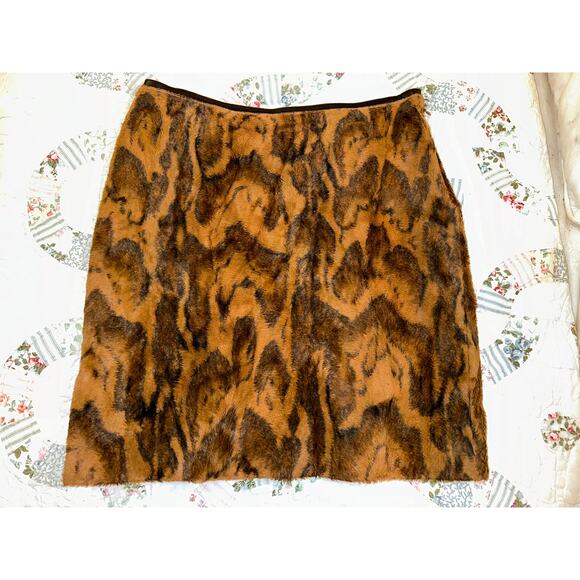 VINTAGE 90'S GIANFRANCO FERRE FUZZY ANIMAL PRINT SKIRT ITALY 44 FARFETCH - Picture 1 of 8